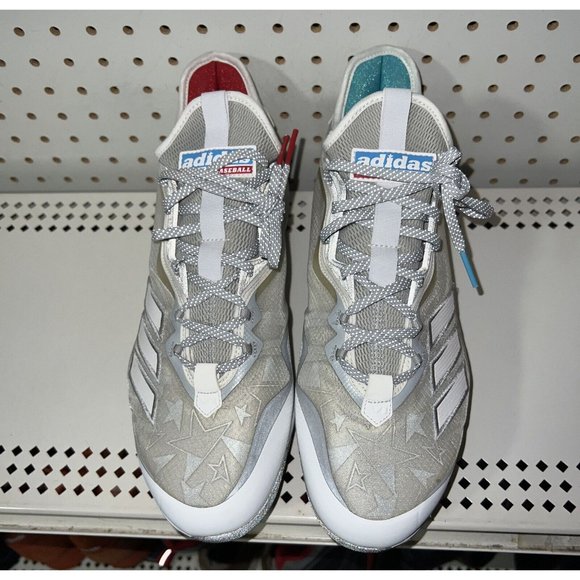 Adidas Icon 6 Boost Mens Metal Baseball Cleats Size 11.5 Gray Blue Red White - Picture 4 of 8